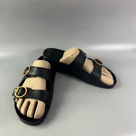 Tory Burch Shoes - Tory Burch Black Leather Slides Size 9.5